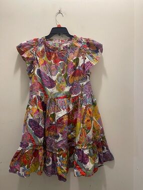 Caroline Constas Multicolor Butterfly Print Ruffle Dress